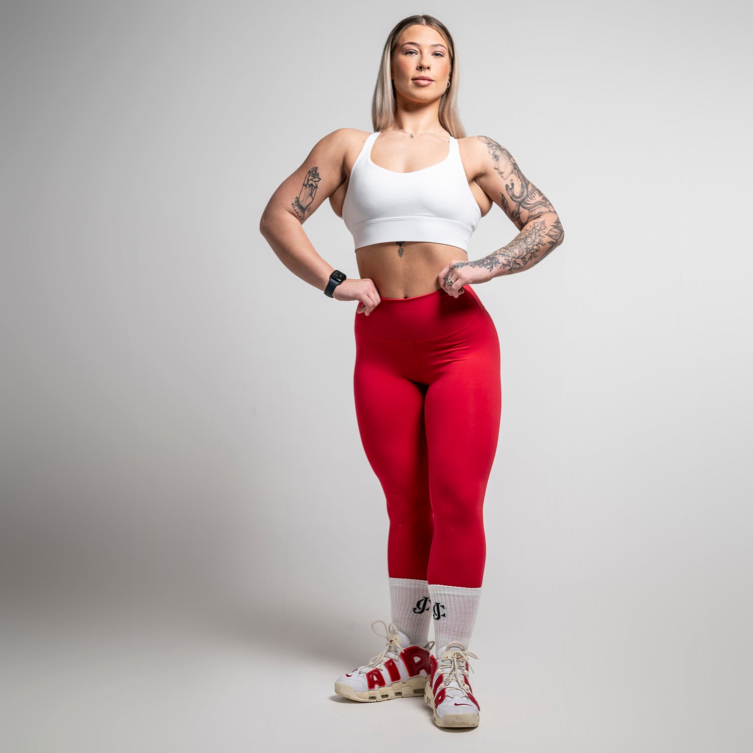 High Waisted Women's Leggings Red  Red Compression leggings – JC
