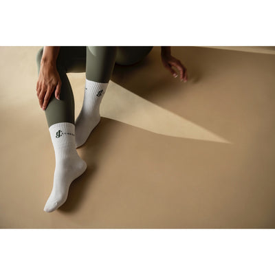 Womens white socks green logo